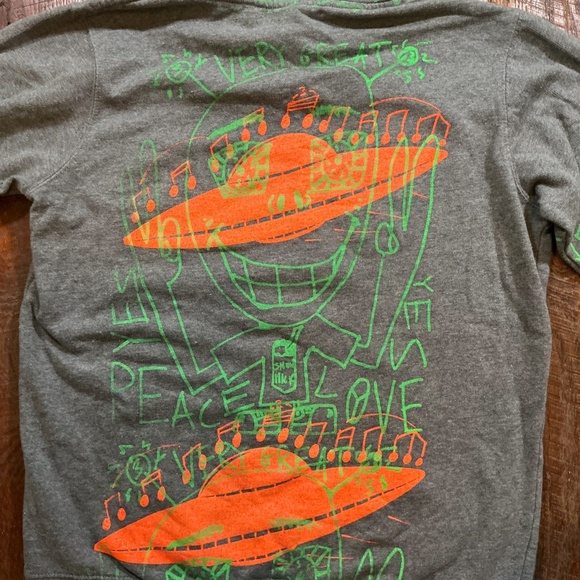 Snow Milk 5767 Gray Hoodie UFO Neon Graphic Pullover Sweatshirt Unisex Size XL - Picture 12 of 13